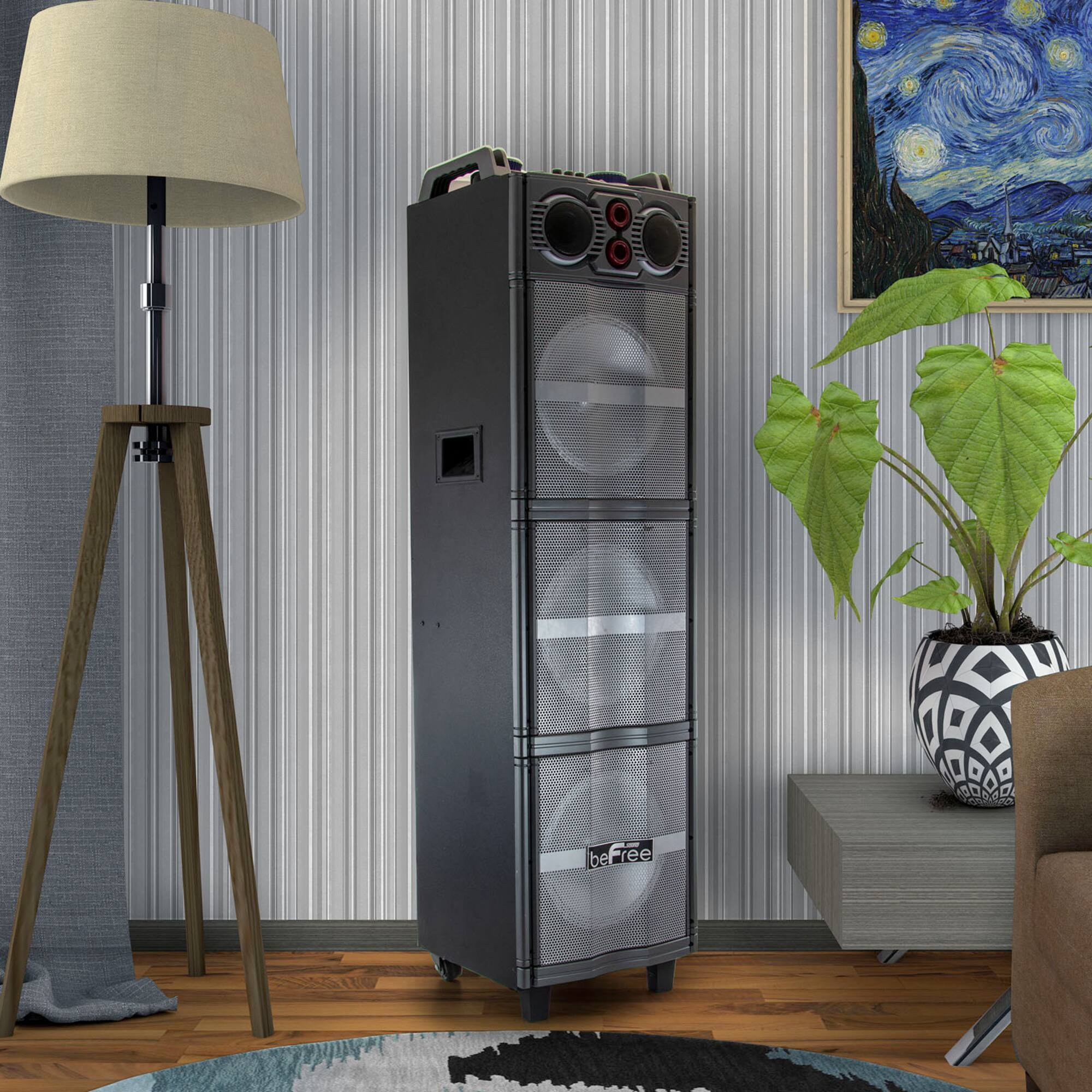 beFree Sound Triple 10" Portable Bluetooth Subwoofer Speaker With Party Lights